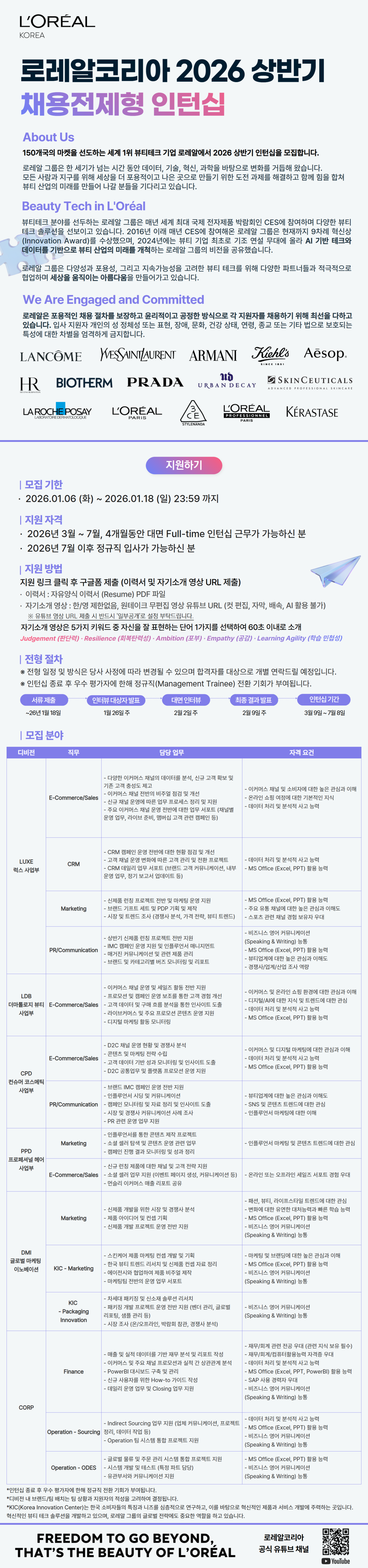 [엘오케이] [로레알코리아] 2026 상반기 채용전제형 인턴십
