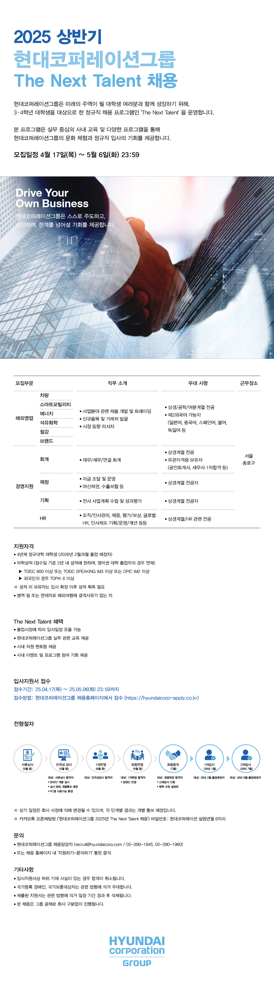 [현대코퍼레이션] 2025 상반기 현대코퍼레이션그룹 The Next Talent 채용