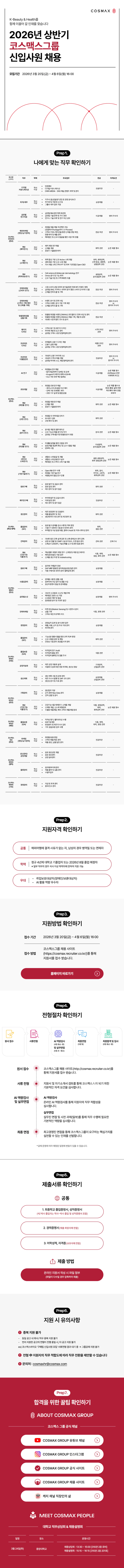 [코스맥스] 2026년 상반기 코스맥스그룹 신입사원 채용 #공채